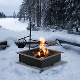 HAOYYE Square Fire Pit Ring Outdoor Heavy Duty Steel Wood Burning Fire Ring for Backyard Patio Camping Bonfire Pit Insert DIY Above Ground Firepit
